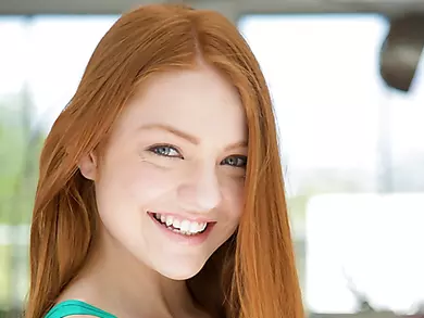 Teen redhead Farrrah Flower goes hard on huge dick